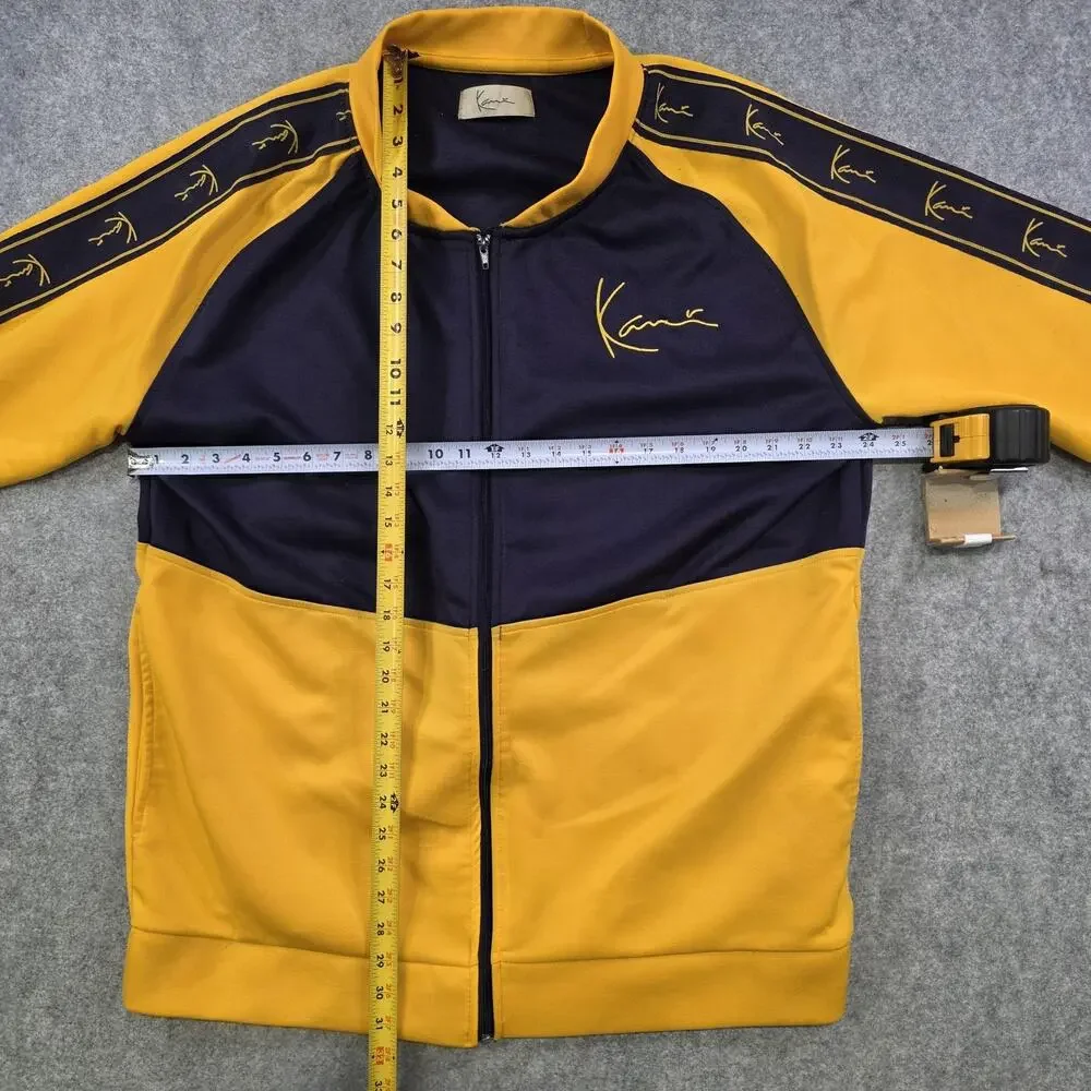 VTG Karl Kani Track Jacket Mens 4XL Big & Tall‎ Yellow Navy Colorblock Full Zip